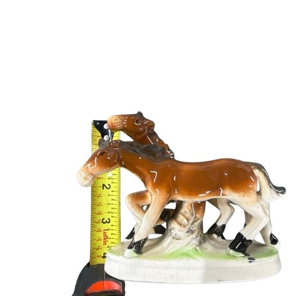Young Horses Brown White Porcelain Figurines Set of 2 - Picture 11 of 12